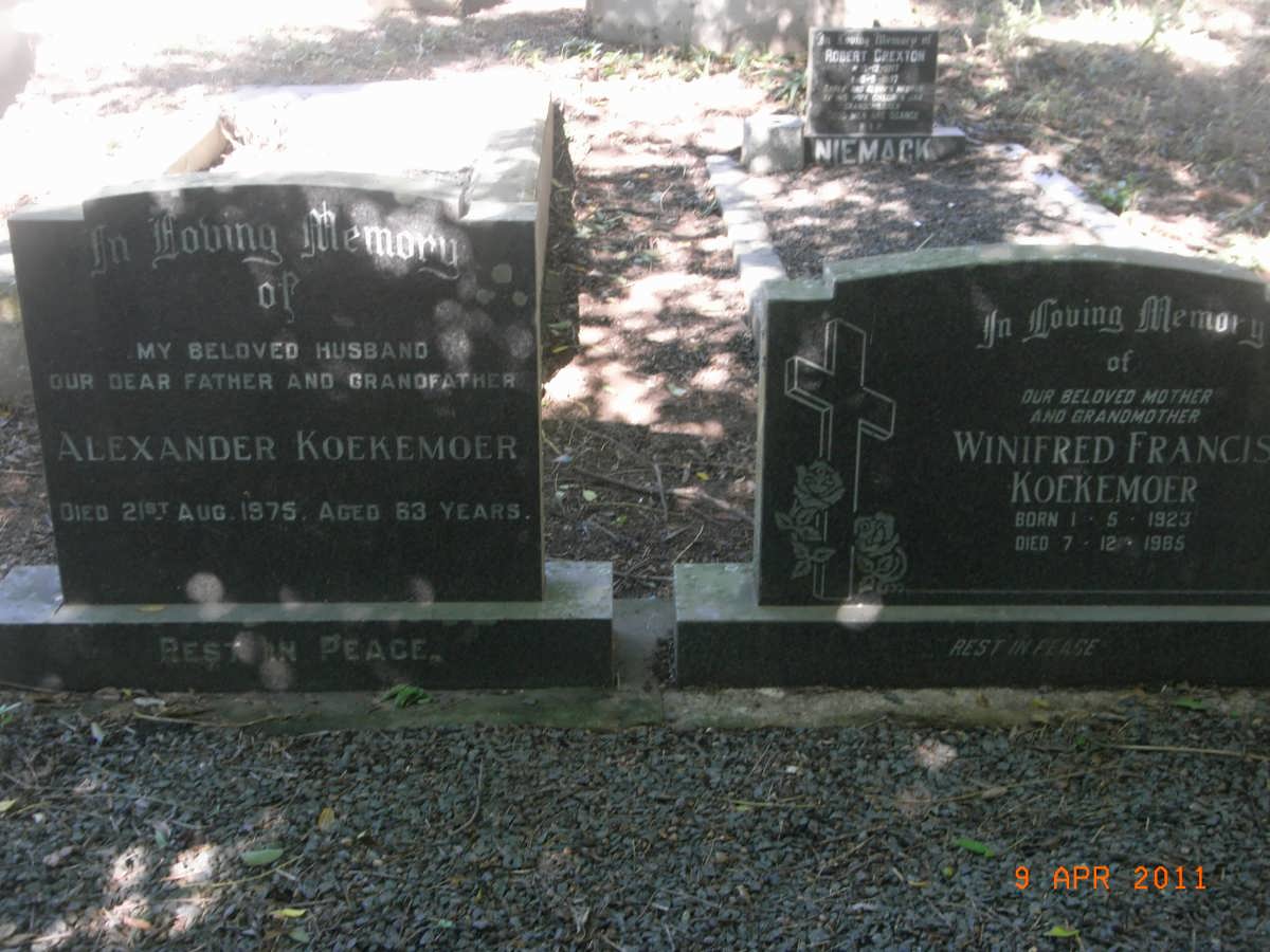 KOEKEMOER Alexander -1975 &amp; Winifred Frances 1923-1985