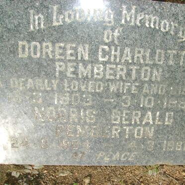 PEMBERTON Norris Gerald 1904-1986 &amp; Doreen Charlotte 1903-1984