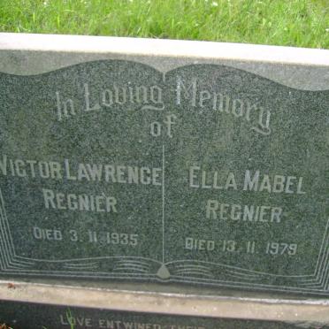 REGNIER Victor Lawrence -1935 &amp; Ella Mabel -1979