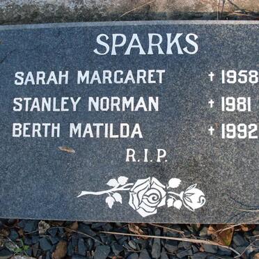 SPARKS Sarah Margaret -1958 :: SPARKS Stanley Norman -1981 :: SPARKS Bertha Matilda -1992