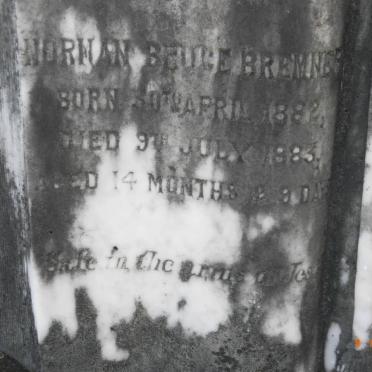 BREMNER Norman Bruce 1882-1883 