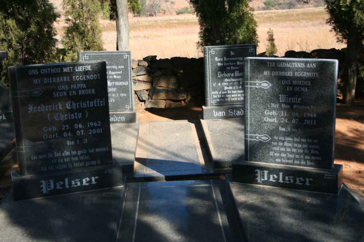 PELSER Frederick Christoffel 1962-2001 &amp; Wienie VAN STADEN 1944-2011