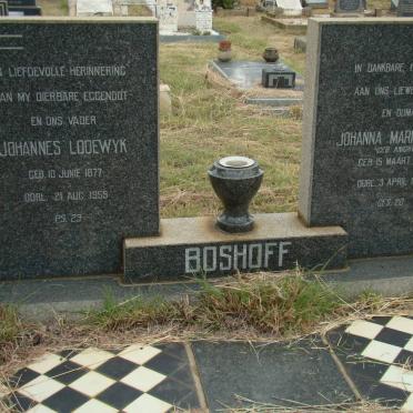 BOSHOFF Johannes Lodewyk 1877-1959 &amp; Johanna Maria Alida KNIGHT 1888-1967