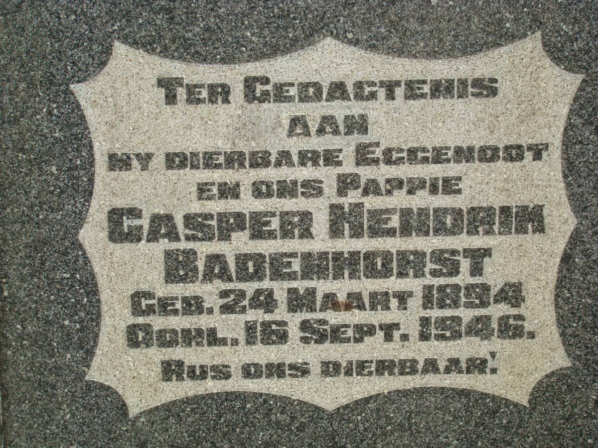 BADENHORST Casper Hendrik 1894-1946