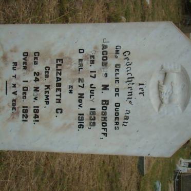 BOSHOFF Jacobus N. 1839-1916 &amp; Elizabeth C. KEMP 1841-1921