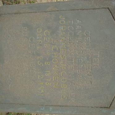 SCHONKEN Johannes Jacobus 1873-1941