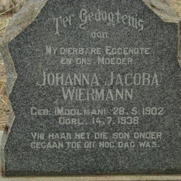 WIERMANN Johanna Jacoba nee MOOLMAN 1902-1938