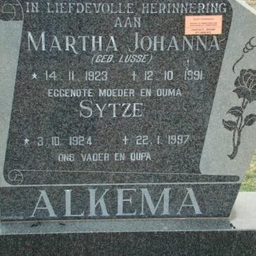 ALKEMA Sytze 1924-1997 &amp; Martha Johanna LUSSE 1923-1991