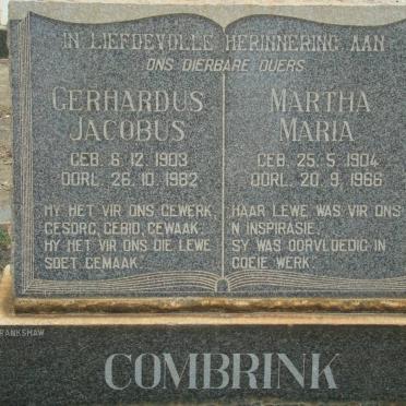 COMBRINK Gerhardus Jacobus 1903-1982 &amp; Martha Maria 1904-1966