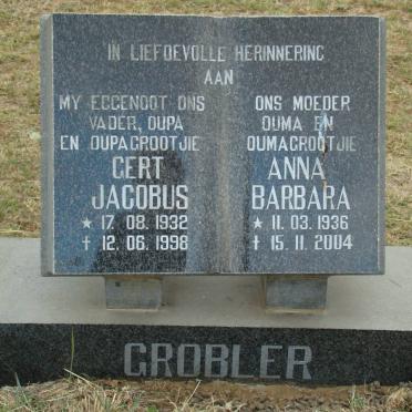 GROBLER Gert Jacobus 1932-1998 &amp; Anna Barbara 1936-2004