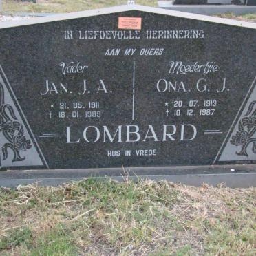 LOMBARD Jan J.A. 1911-1989 &amp; Ona G.J. 1913-1987