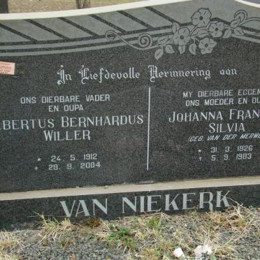 NIEKERK Albertus Bernhardus Willer, van 1912-2004 &amp; Johanna Francina Silvia VAN DER MERWE 1926-1983