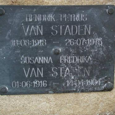 STADEN Hendrik Petrus, van 1918-1975 &amp; Susanna Fredrika 1916-1994