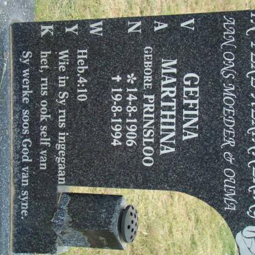 WYK Gefina Marthina, van nee PRINSLOO 1906-1994