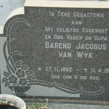 WYK Barend Jacobus, van 1882-1971