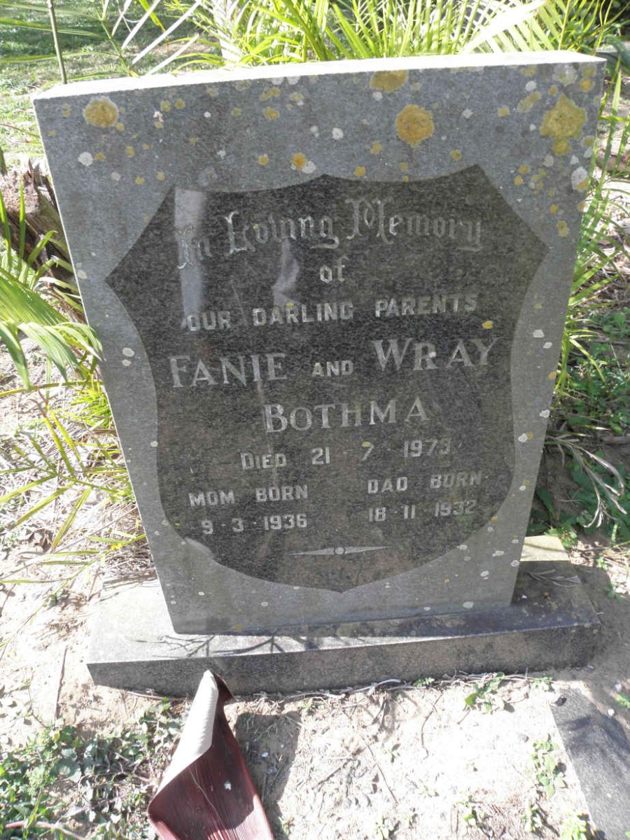 BOTHMA Fanie 1936-1973 &amp; Wray 1932-1973