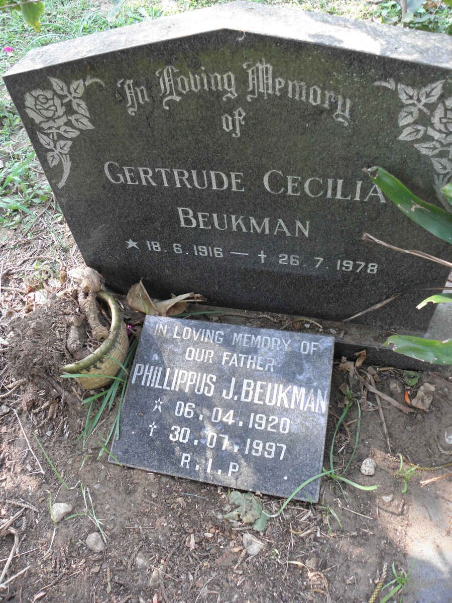 BEUKMAN Phillippus J. 1920-1997 &amp; Gertrude Cecilia 1916-1978