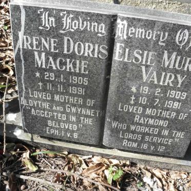 MACKIE Irene Doris 1905-1991 :: VAIRY Elsie Muriel 1909-1991