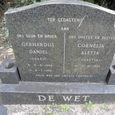WET Gerhardus Daniel, de 1968-1991 &amp; Cornelia Aletta 1966-