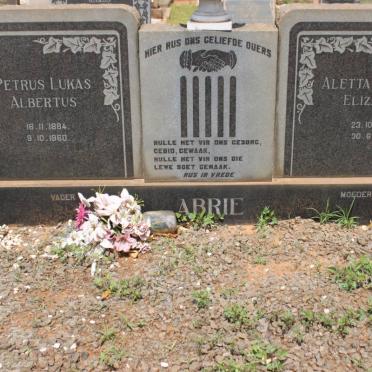 ABRIE Petrus Lukas Albertus 1884-1960 &amp; Aletta Johanna Elizabeth 1890-1962