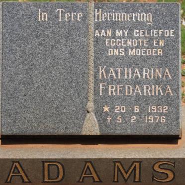 ADAMS Katharina Fredarika 1932-1976