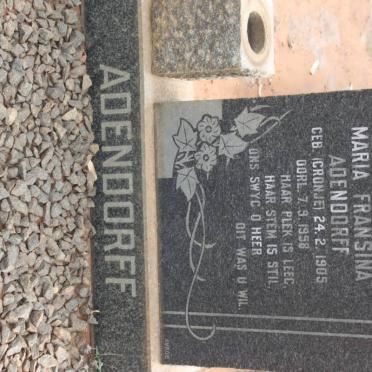 ADENDORFF Maria Fransina nee CRONJE 1905-1958