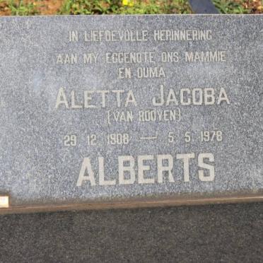 ALBERTS Aletta Jacoba nee VAN ROOYEN 1908-1978