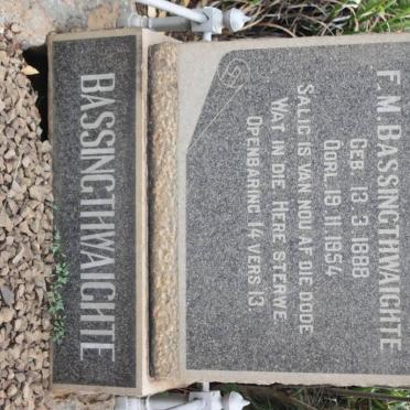 BASSINGTHWAIGHTE F.M. 1888-1954