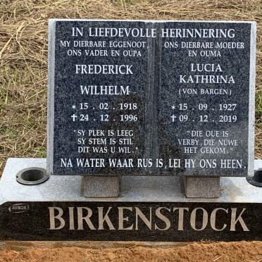 BIRKENSTOCK Frederick Wilhelm 1918-1996 &amp; Lucia Kathrina VON BARGEN 1927-2019