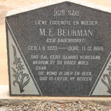 BEUKMAN M.E. nee BADENHORST 1920-1965