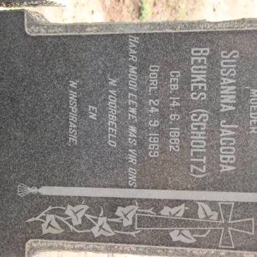 BEUKES Susanna Jacoba nee SCHOLTZ 1882-1969