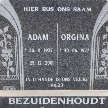 BEZUIDENHOUT Adam 1927-2001 &amp; Orgina 1927-