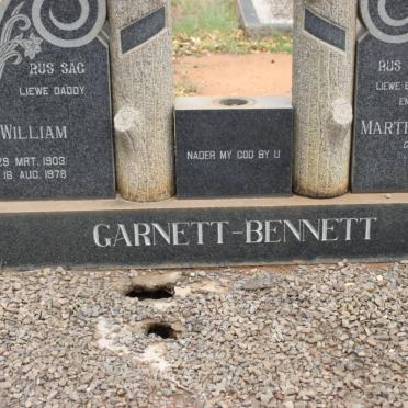 BENNETT William, Garnett 1903-1978 &amp; Martha Christina POTGIETER 1918-1966