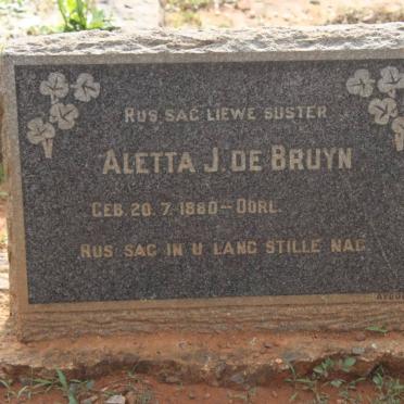BRUYN Aletta J., de 1880-