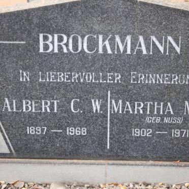 BROCKMANN Albert C.W. 1897-1968 &amp; Martha M.M. NUSS 1902-1971