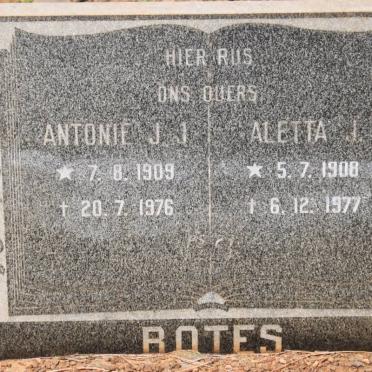 BOTES Antonie J.J. 1909-1976 &amp; Aletta J. 1908-1977