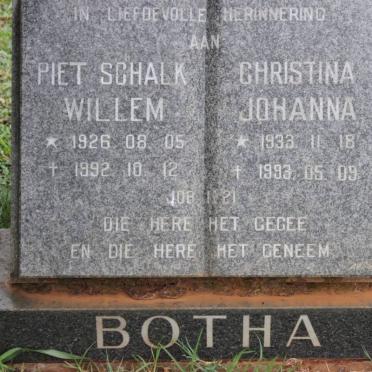 BOTHA Piet Schalk Willem 1926-1992 &amp; Christina Johanna 1933-1993