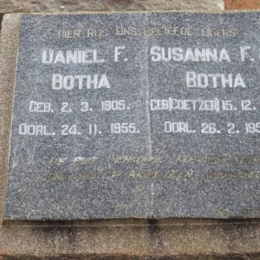 BOTHA Daniel F. 1905-1955 &amp; Susanna F.J. COETZER 1907-1958