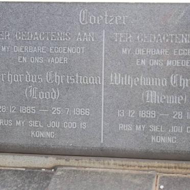 COETZER Gerhardus Christiaan 1885-1966 &amp; Wilhelmina Christina 1899-1986