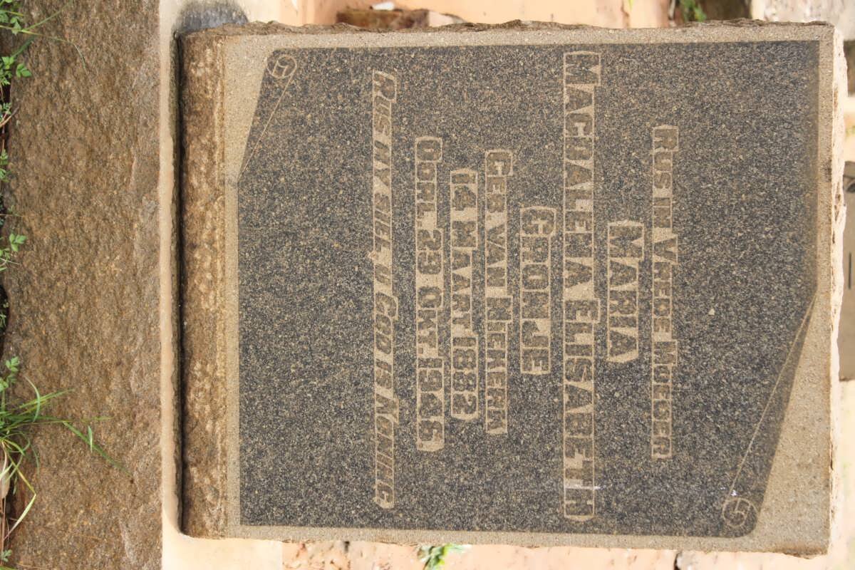 CRONJÉ Maria Magdalena Elisabeth nee VAN NIEKERK 1882-1946