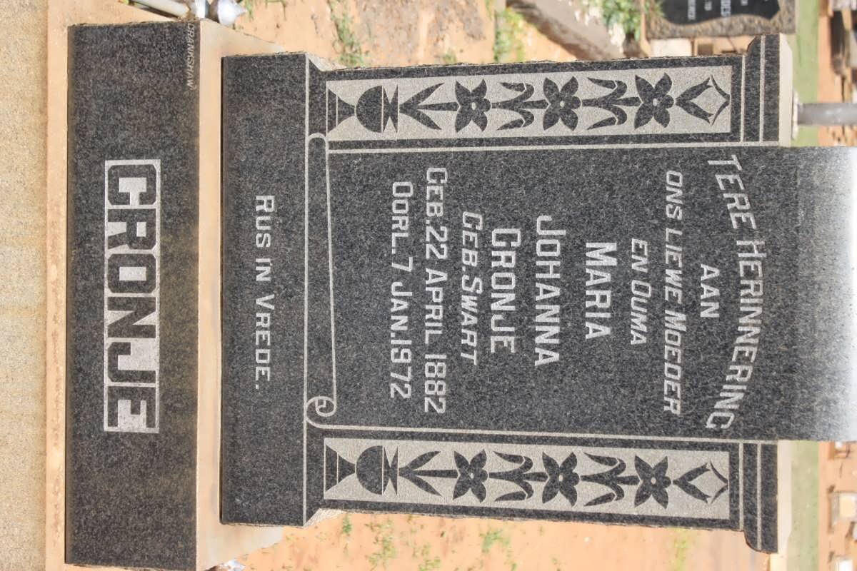 CRONJE Maria Johanna nee SWART 1882-1972