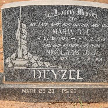 DEYZEL Nicolaas J.J. 1922-1984 &amp; Maria D.E. 1927-1976