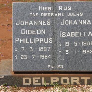 DELPORT Johannes Gideon Phillippus 1897-1984 &amp; Johanna Isabella 1906-1982