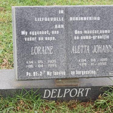 DELPORT Loraine 1909-1993 &amp; Aletta Johanna 1919-1998