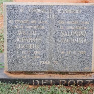DELPORT Willem Johannes Jacobus 1913-1990 &amp; Salomina Jacomina 1905-