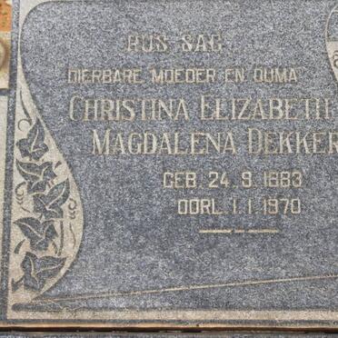 DEKKER Christina Elizabeth Magdalena 1883-1970