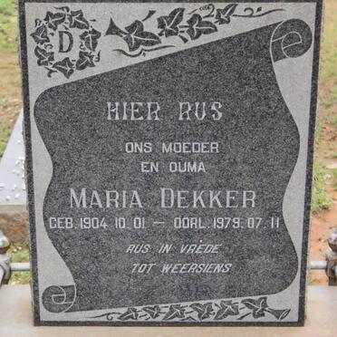 DEKKER Jan 1896-1963 &amp; Maria 1904-1979