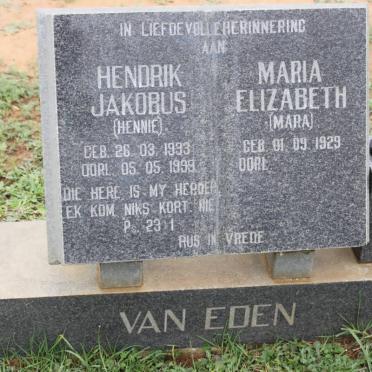 EDEN Hendrik Jakobus, van 1933-1999 &amp; Maria Elizabeth 1929-