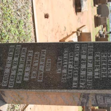 EMMETT John George Cheere 1905-1987 &amp; Mary-Ann Walker PIETERS 1930-2003