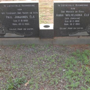 ELS Paul Johannes 1892-1966 &amp; Anna Wilhelmina JORDAAN 1908-1993